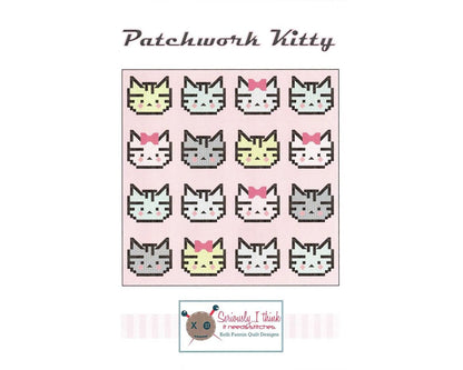 Kelli Fannin Patchwork Kitty Quilt Pattern Finished Size: 72"x72"