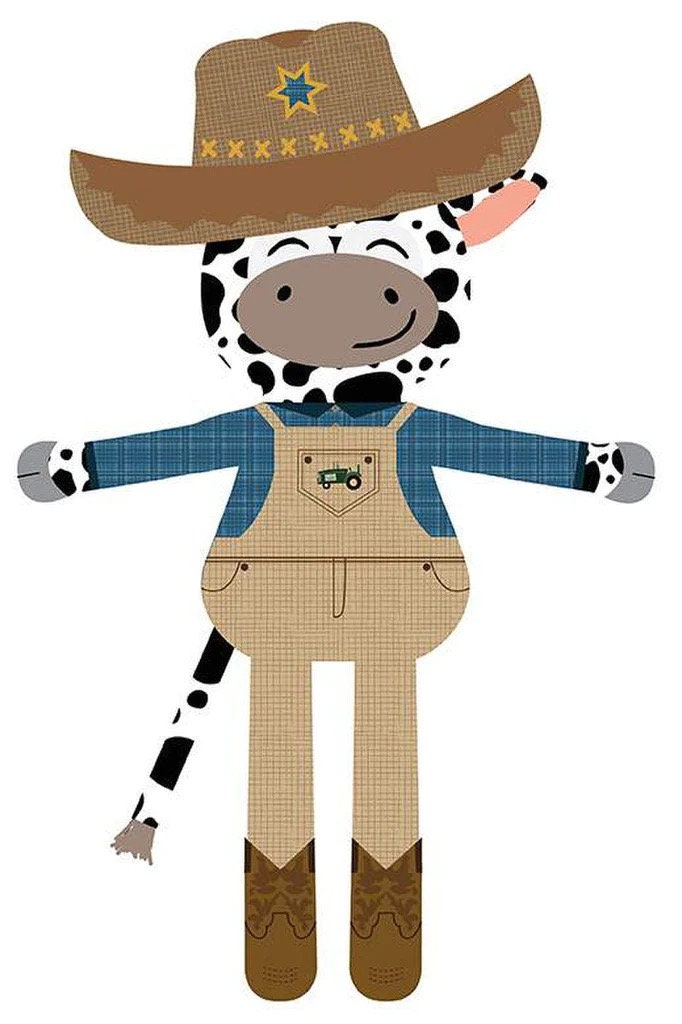 Riley Blake Country Life Fabric Collection Boris The Cow Doll Panel Premium 100% Cotton Fabrics