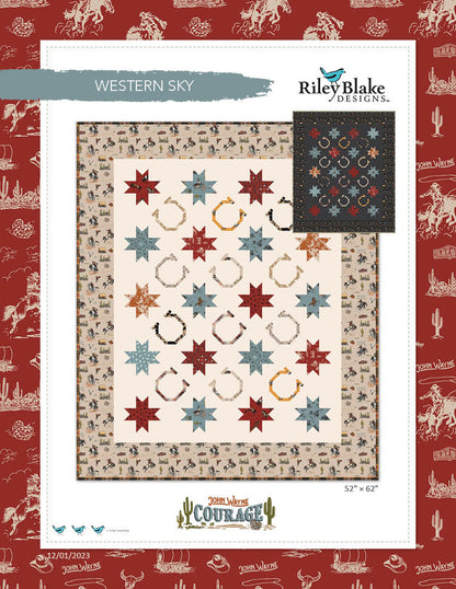 Riley Blake Western Sky Quilt Kit Featuring John Wayne Courage Fabric Collection (Light or Dark Colorway Available) Finished Size: 52"x62"