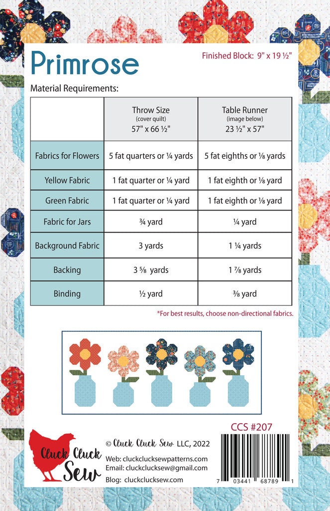 Cluck Cluck Sew Primrose Quilt Pattern (2 Size Variations Per Pattern)