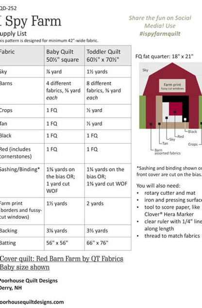 Poor House Quilt Designs I Spy Farm Quilt Pattern (2 Size Variations Per Pattern)