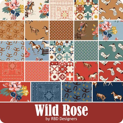 LAST BOLT! Riley Blake Wild Rose Fabric Collection Wild Rose Main Print on Floral Blue Premium 100% Cotton Quilt Shop Quality Fabrics