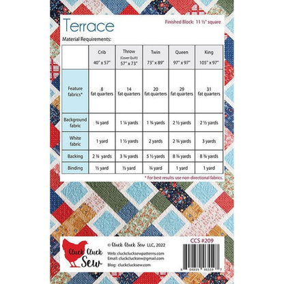 Cluck Cluck Sew Terrace Quilt Pattern (5 Size Variations Per Pattern)