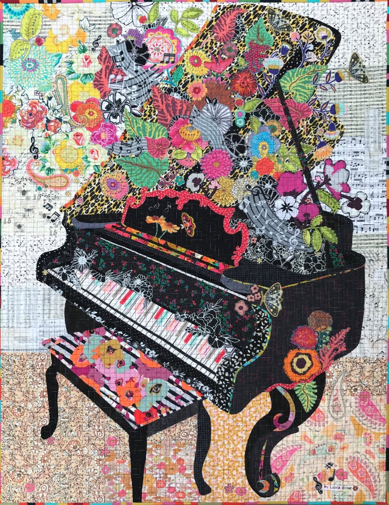 Laura Heine Piano Collage Wall Quilt Pattern Finished Size: 35.5"x45.5"