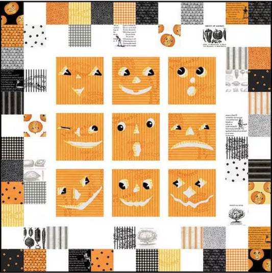 Riley Blake Patch Jacks Quilt Kit Featuring J Wecker Frisch Pumpkin Patch Fabric Collection Finished Size: 50"x50"