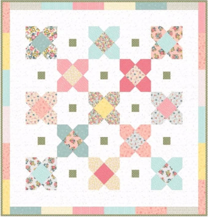 Kimberbell Maywood Studio Petals on Point Quilt Kit Featuring the Vintage Flora Collection Maywood Studios Finished Quilt Size: 55.5"x55.5"