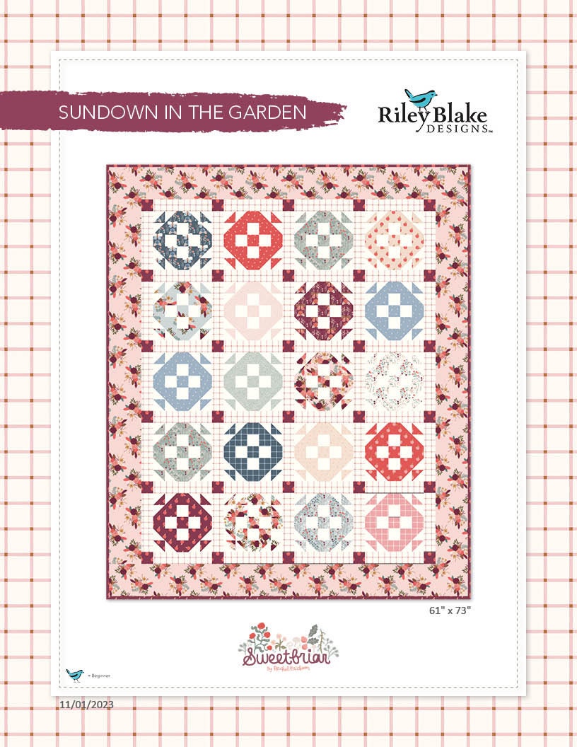 Riley Blake Sundown in the Garden Quilt Kit Featuring Rachel Erickson Sweetbriar Fabric Collection Finished Size: 61"x73"