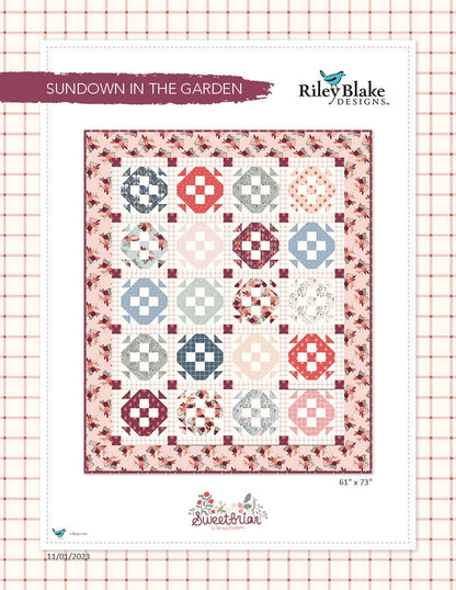 Riley Blake Sundown in the Garden Quilt Kit Featuring Rachel Erickson Sweetbriar Fabric Collection Finished Size: 61"x73"