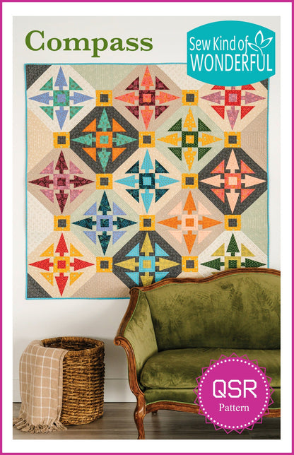 Sew Kind of Wonderful Compass Quilt Pattern Finished Size: 59”x59”