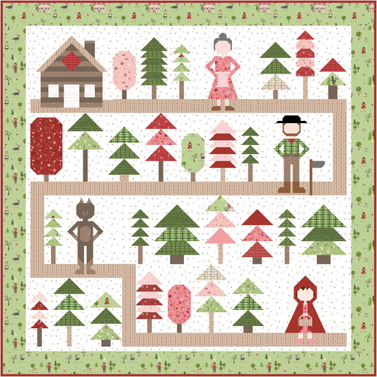 Riley Blake Sew-a-Story Through The Woods Quilt Kit Featuring Jennifer Long To Grandma's House Fabric Collection Finished Size: 82"x82"