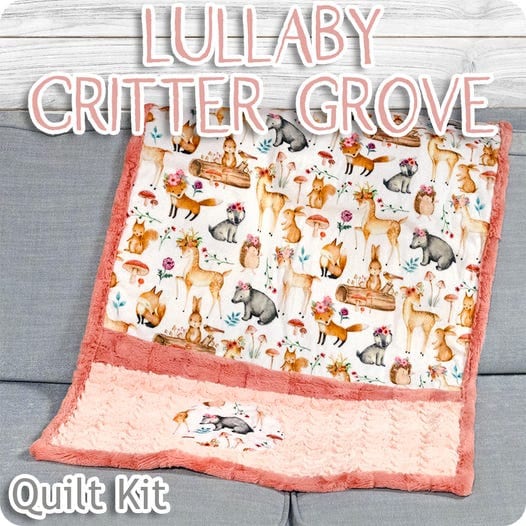 LAST ONE!! Lullaby Critter Grove Quilt Kit Featuring Cuddle by Shannon Fabrics Finished Size: 28"x41"