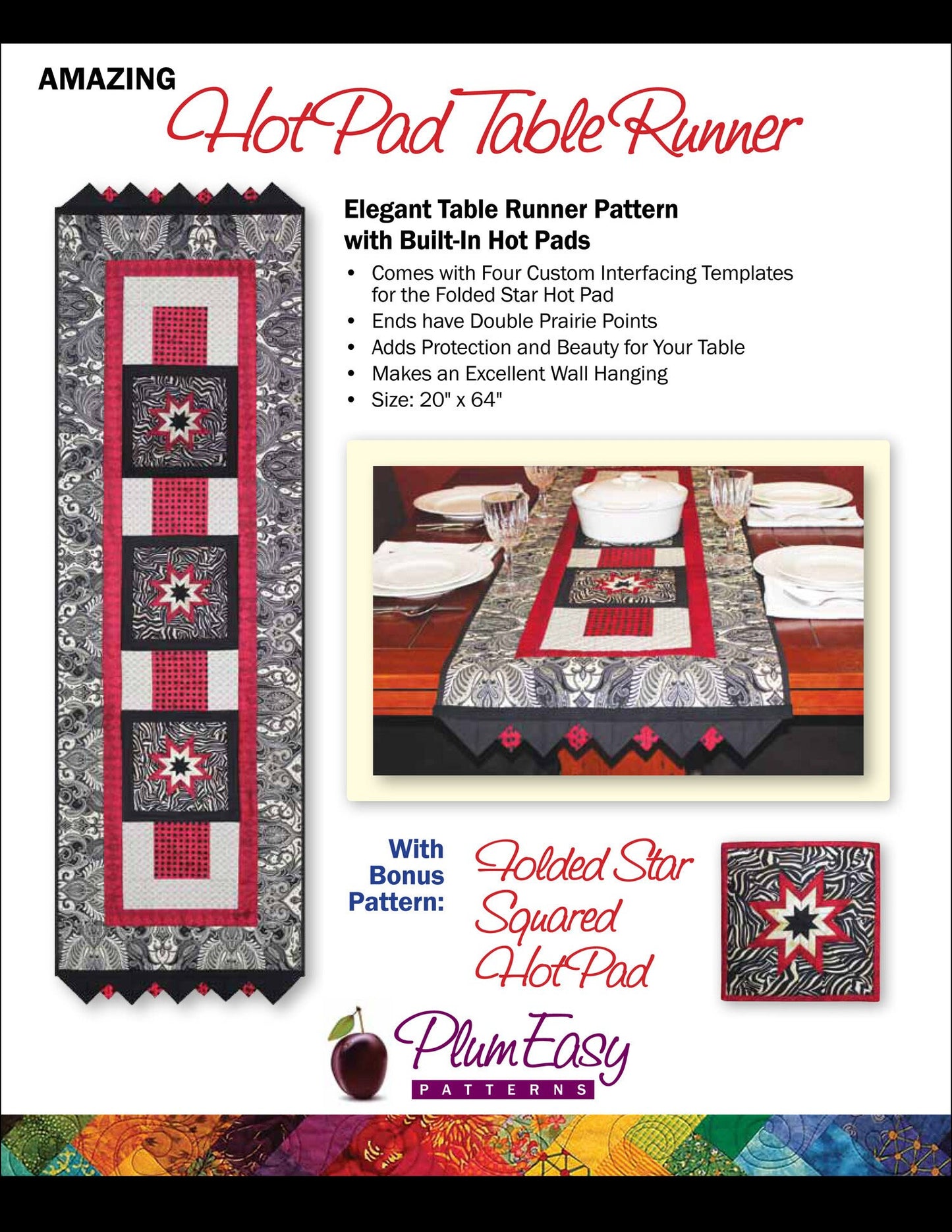 Plum Easy Patterns Amazing Hot Pad Table Runner