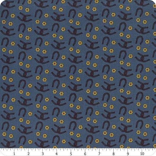 Riley Blake Wild Rose Fabric Collection Horseshoes on Denim Premium 100% Cotton Quilt Shop Quality Fabrics