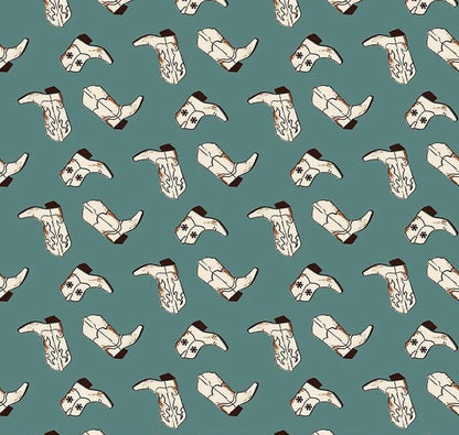 Riley Blake Wild Rose Fabric Collection Boots on Teal Premium 100% Cotton Quilt Shop Quality Fabrics