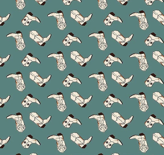 Riley Blake Wild Rose Fabric Collection Boots on Teal Premium 100% Cotton Quilt Shop Quality Fabrics