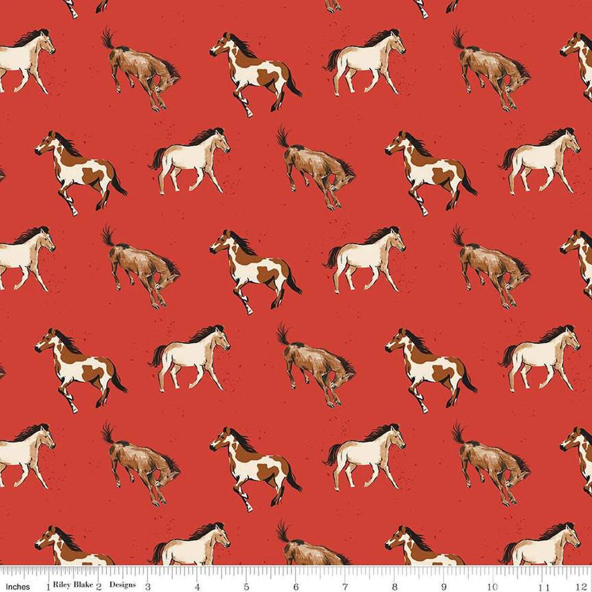 Riley Blake Wild Rose Fabric Collection Horses on Red Premium 100% Cotton Quilt Shop Quality Fabrics