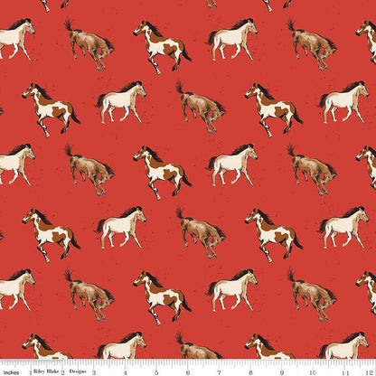 Riley Blake Wild Rose Fabric Collection Horses on Red Premium 100% Cotton Quilt Shop Quality Fabrics