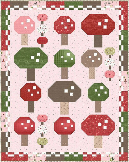 Riley Blake Mushroom Garden Quilt Kit Featuring Jennifer Long To Grandma's House Fabric Collection Finished Size: 61"x77"