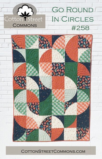 Digital Download Cotton Street Commons Go Round In Circles Quilt Pattern Finished Size 57"x76"