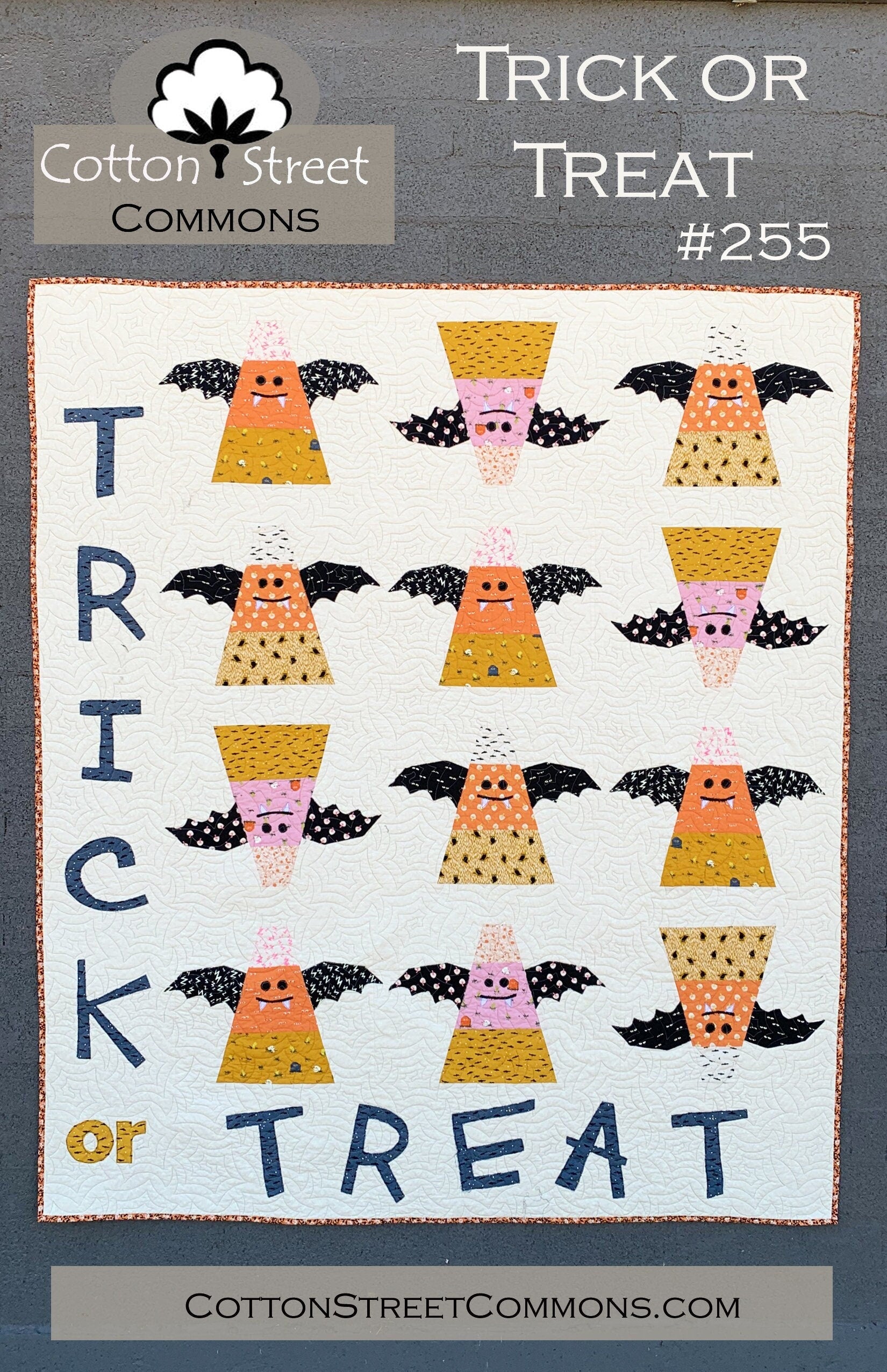 Digital Download Cotton Street Commons Trick or Treat Quilt Pattern Finished Size: 60"x70"