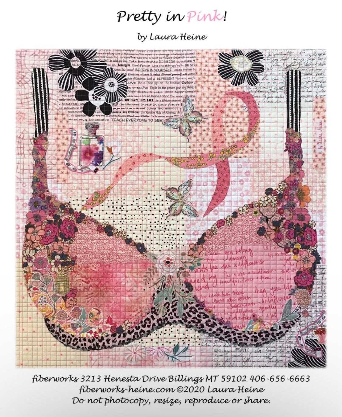 Laura Heine Pretty in Pink Collage Quilt Pattern Finished Size: 25"x25"