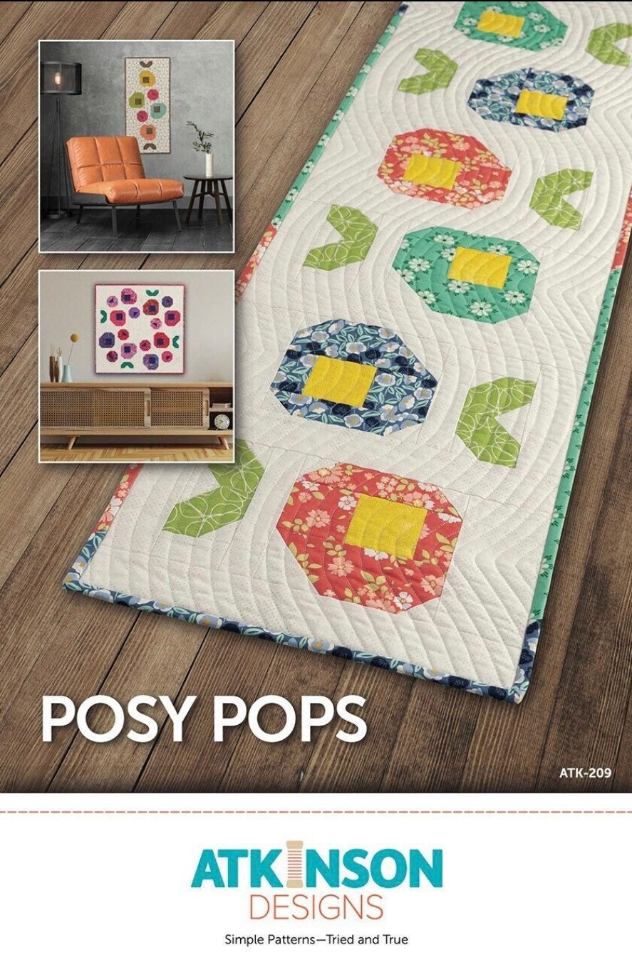 Atkinson Designs Posy Pops Table Runner/Wall Quilt Pattern ( 3 Size Variations)