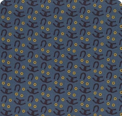 Riley Blake Wild Rose Fabric Collection Horseshoes on Denim Premium 100% Cotton Quilt Shop Quality Fabrics