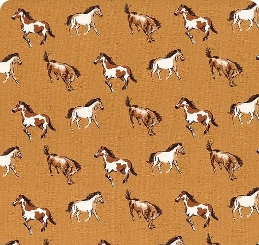 Riley Blake Wild Rose Fabric Collection Horses on Sienna Premium 100% Cotton Quilt Shop Quality Fabrics