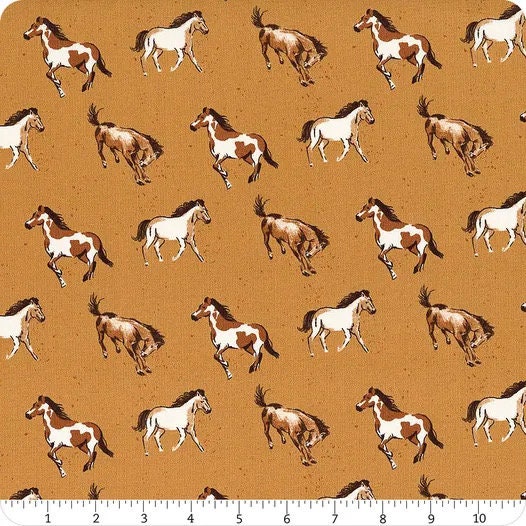 Riley Blake Wild Rose Fabric Collection Horses on Sienna Premium 100% Cotton Quilt Shop Quality Fabrics