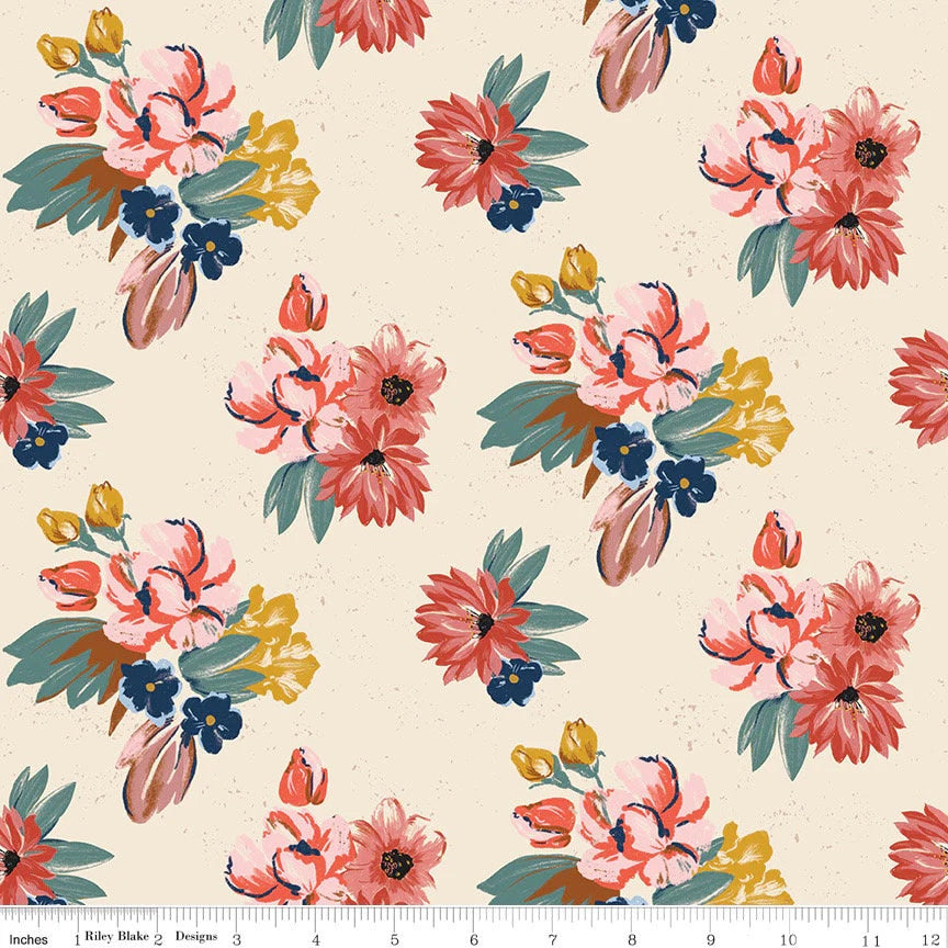 LAST BOLT!! Riley Blake Wild Rose Fabric Collection Wild Rose on Cream Premium 100% Cotton Quilt Shop Quality Fabrics