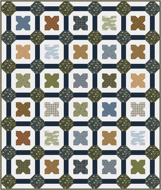 LAST ONE!! Riley Blake Crossed Paths Quilt Kit Feathering Amanda Niederhauser Swiss Cretaceous Fabric Collection Finished Size: 66"x78"