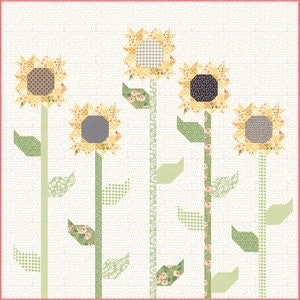 Lella Boutique Scrappy Sunflowers Quilt Pattern Finished Size: 66"x66"