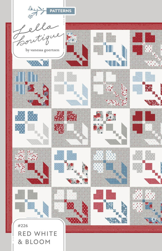 Lella Boutique Red, White, and Bloom Quilt Pattern Finished Size: 73.5"x73.5"