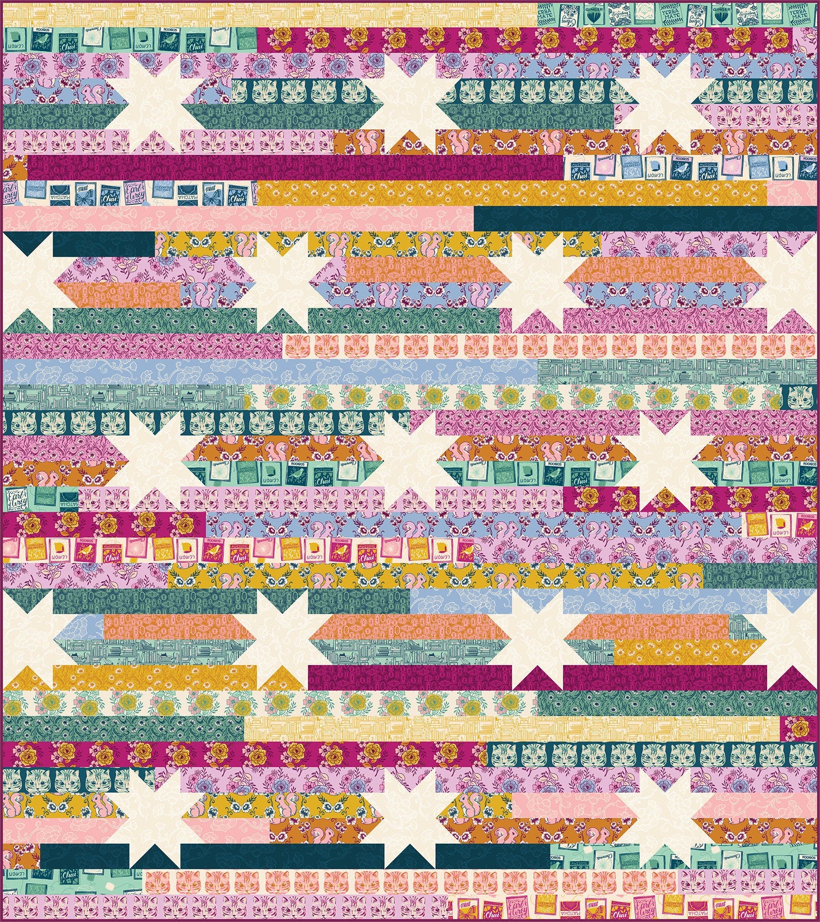 Modernly Morgan Jelly Stars Quilt Pattern Finished Size: 64"x72"