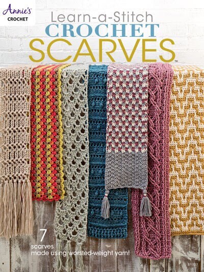 Annie's Crochet Learn-a-Stitch Crochet Scarves (7 Scarf Projects Per Pattern Book)