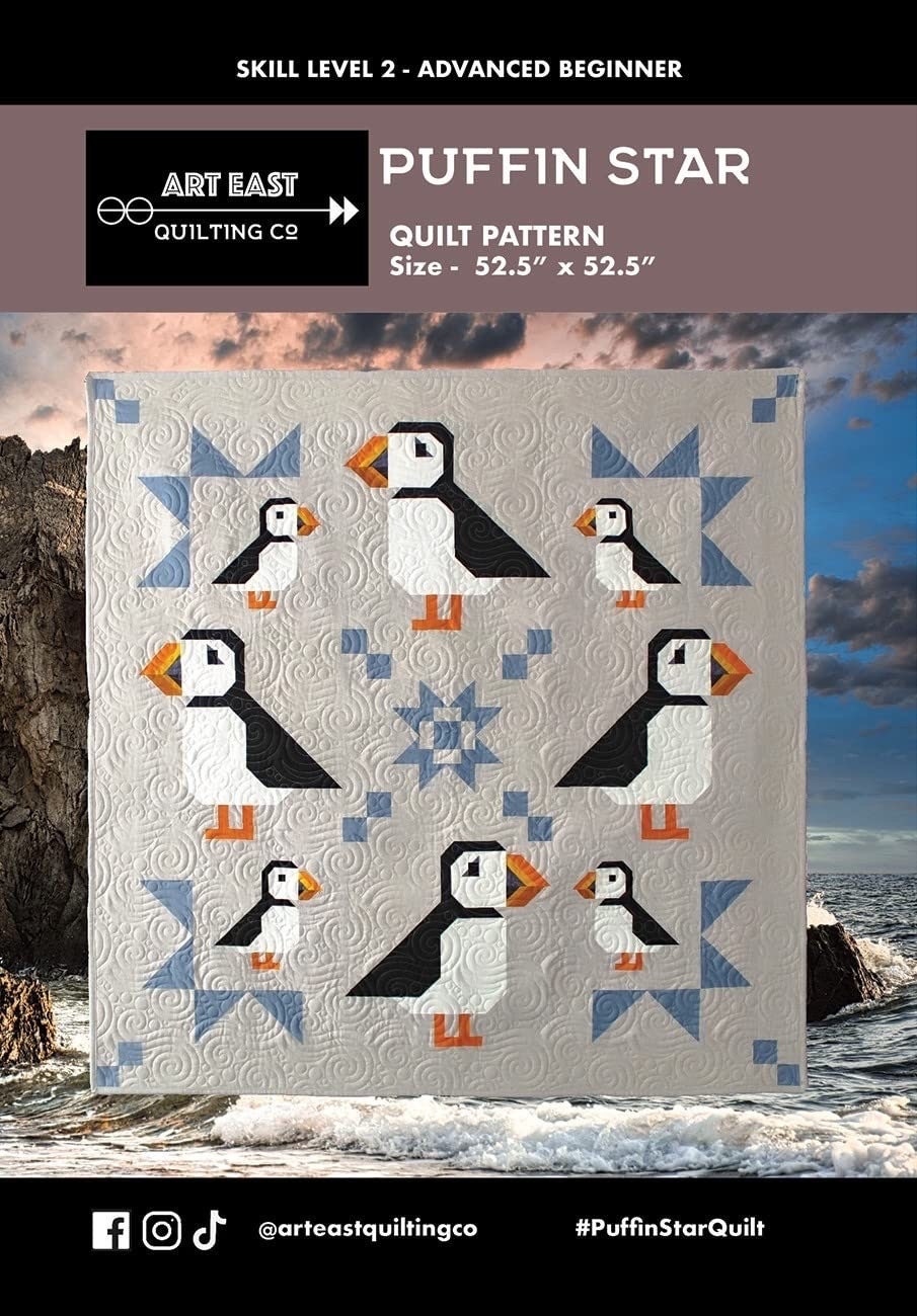 Art East Quilting Co. Puffin Star Quilt Pattern Finished Size: 52.5"x52.5"