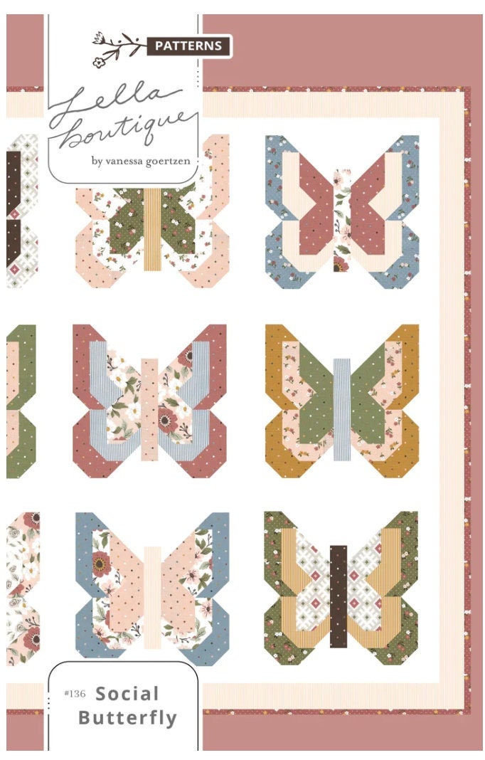 Lella Boutique Social Butterfly Quilt Pattern (Finished Size: 75"x75")