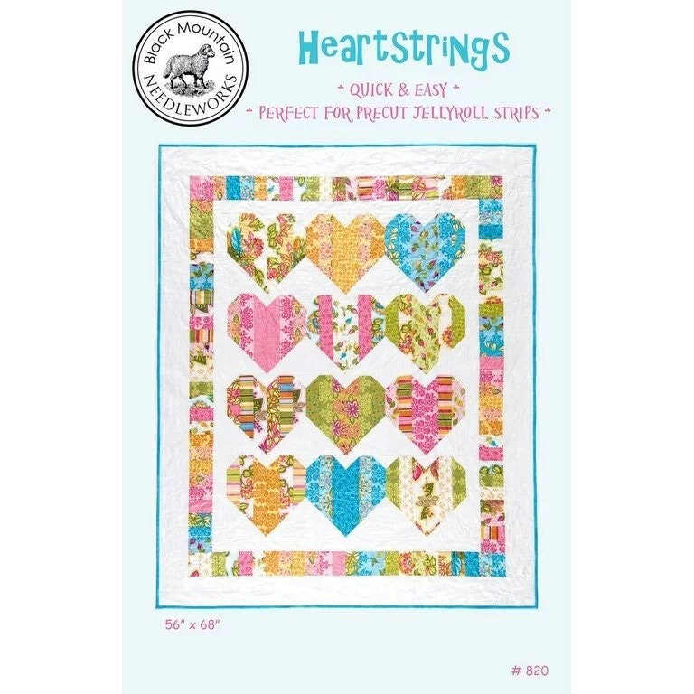 Black Mountain Needleworks Heartstrings Quilt Pattern Finished Size: 56"x68"