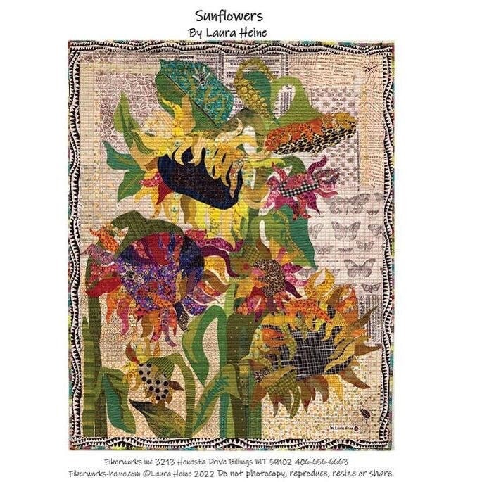 Laura Heine Sunflowers Collage Wall Quilt Pattern Finished Size: 33"x42"