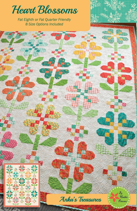 Anka's Treasures Heart Blossoms Quilt Pattern (5 Size Variations Per Pattern)