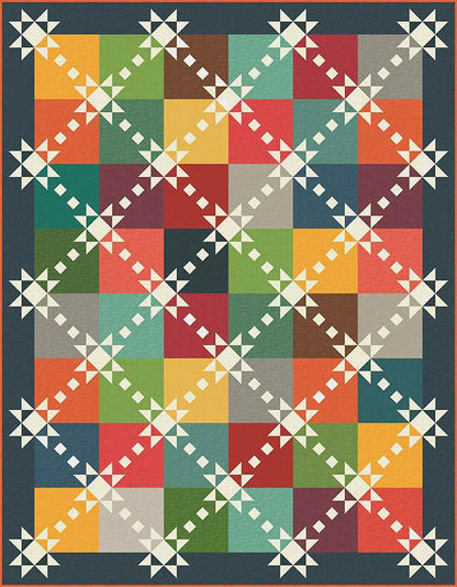 Anka's Treasures Sashiko Stars Quilt Pattern (6 Size Variations Per Pattern)