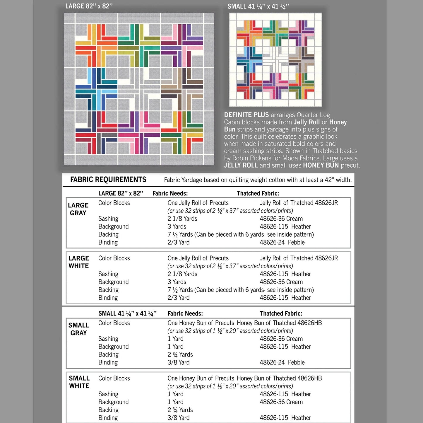 Robin Pickens Quilt Patterns Definite Plus Quilt Pattern (2 Size Variations Per Pattern)