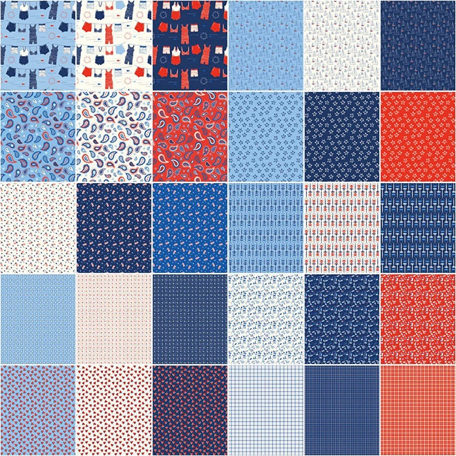 Riley Blake Sandy Gervais Red, White, and Bang Summer Sampler Quilt Kit Finished Size: 60"x76" Premium 100% Cotton Fabrics