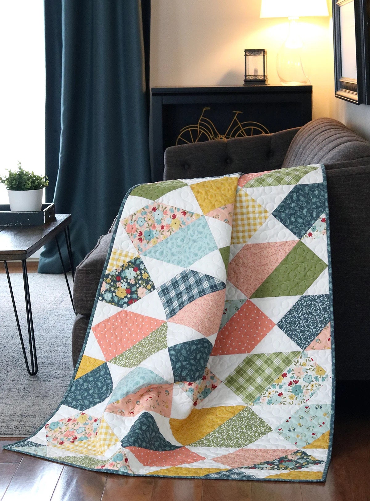 A Bright Corner Plot Twist Quilt Pattern (5 Size Variations Per Pattern)