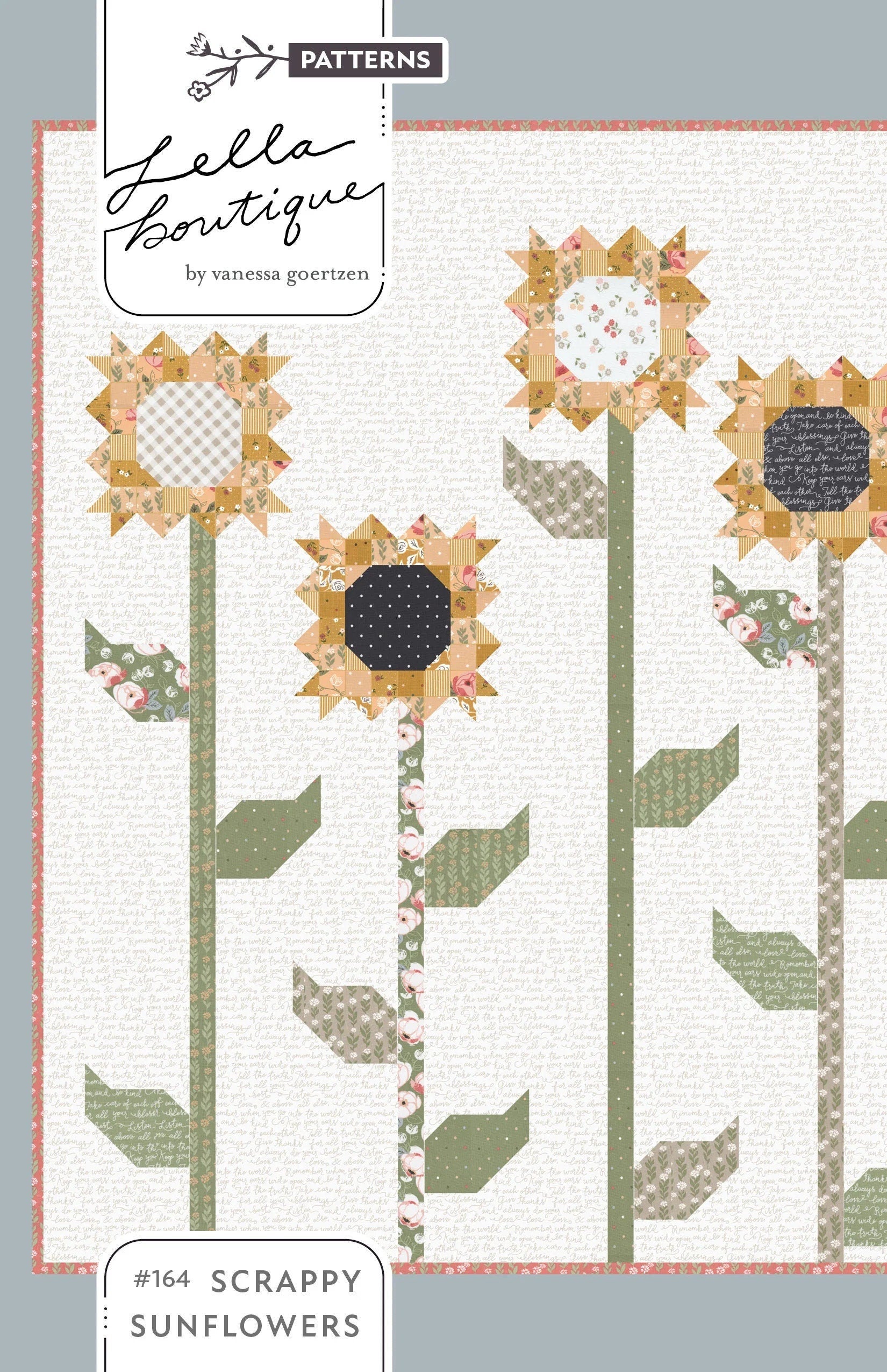 Lella Boutique Scrappy Sunflowers Quilt Pattern Finished Size: 66"x66"