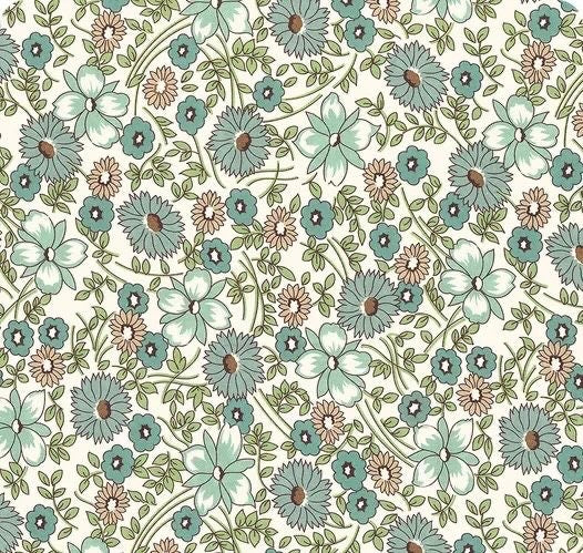 WIDEBACKS! Riley Blake Lori Holt Prairie Fabric Collection Teal Prairie Flowers Wideback ( 107"-108" Width) Premium 100% Cotton Fabrics