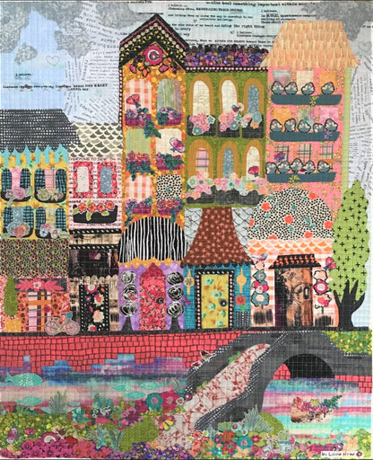 Laura Heine Spanish Row Houses Collage Wall Quilt Pattern Finished Size: 28"x34"