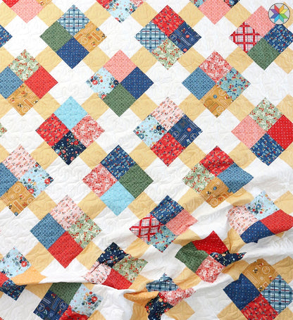 A Bright Corner Prime Time Quilt Pattern (4 Size Variations Per Pattern)