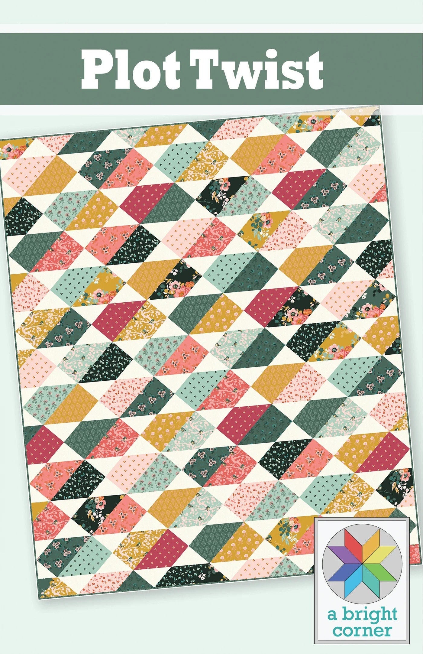 A Bright Corner Plot Twist Quilt Pattern (5 Size Variations Per Pattern)