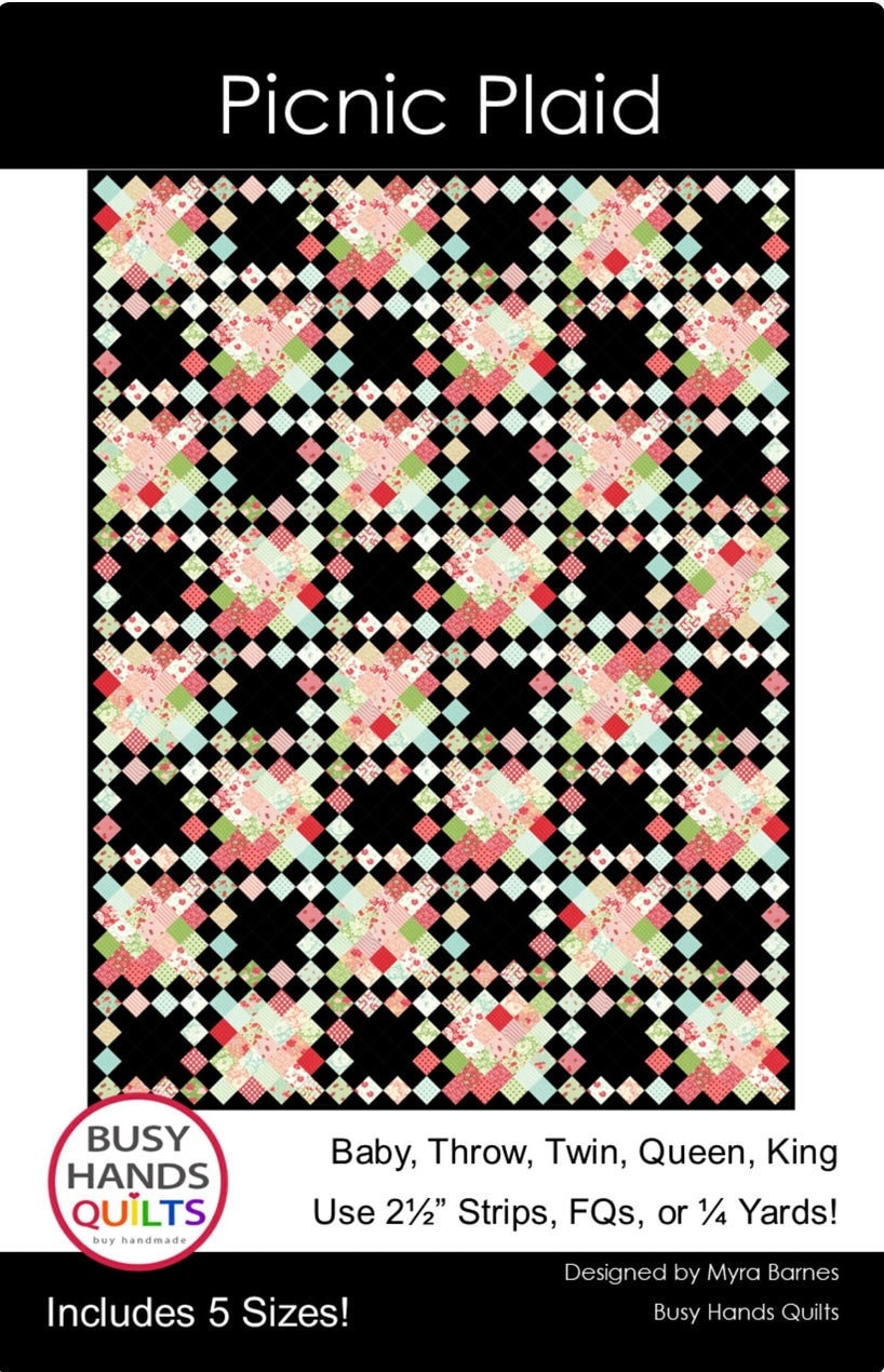 Busy Hands Quilts Picnic Plaid Quilt Pattern (5 Size Variations Per Pattern)